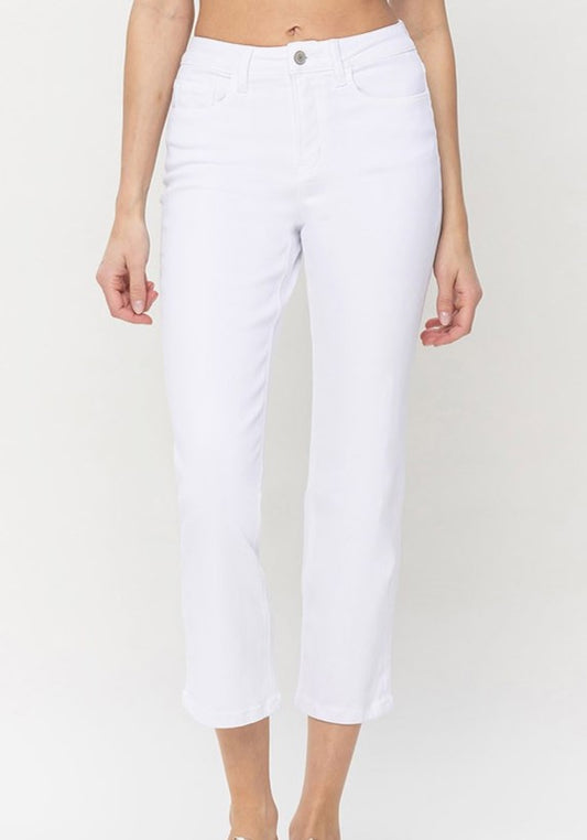 Jeanne High Rise Crop Straight Jean in White