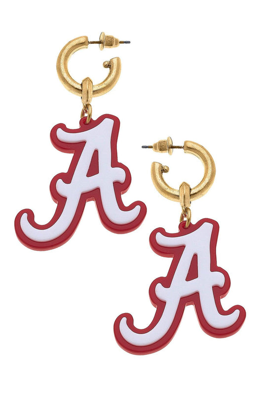 Alabama Crimson Tide Resin Drop Hoop Earrings