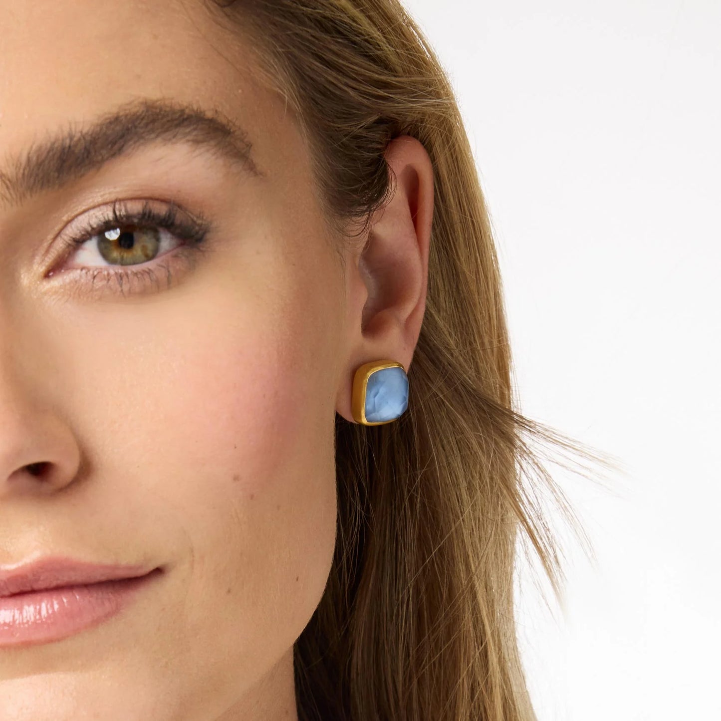 Julie Vos Catalina Stud Iridescent Chalcedony Blue