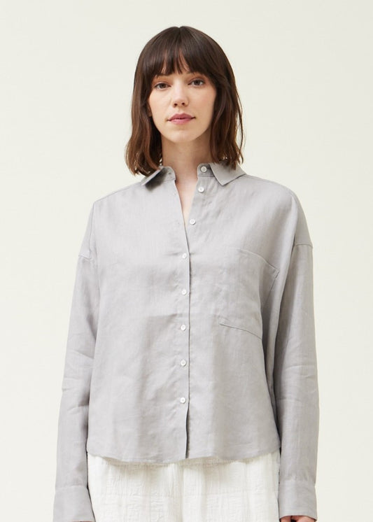 Captiva Oversized Linen Shirt in Mist