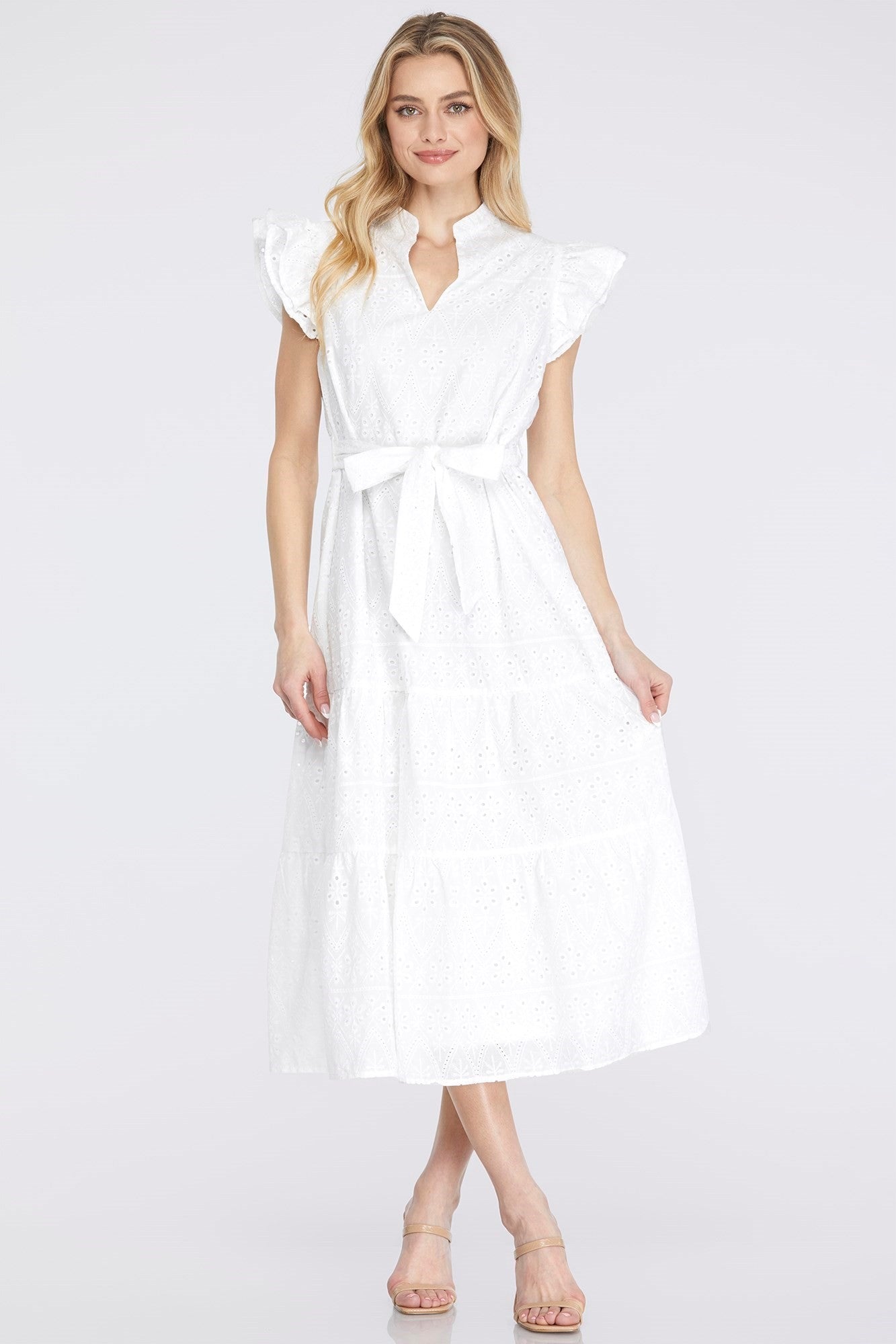 This Girl Eyelet Midi In Off White