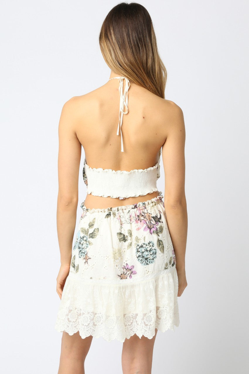 Rorria Floral Lace Detail Mini Dress