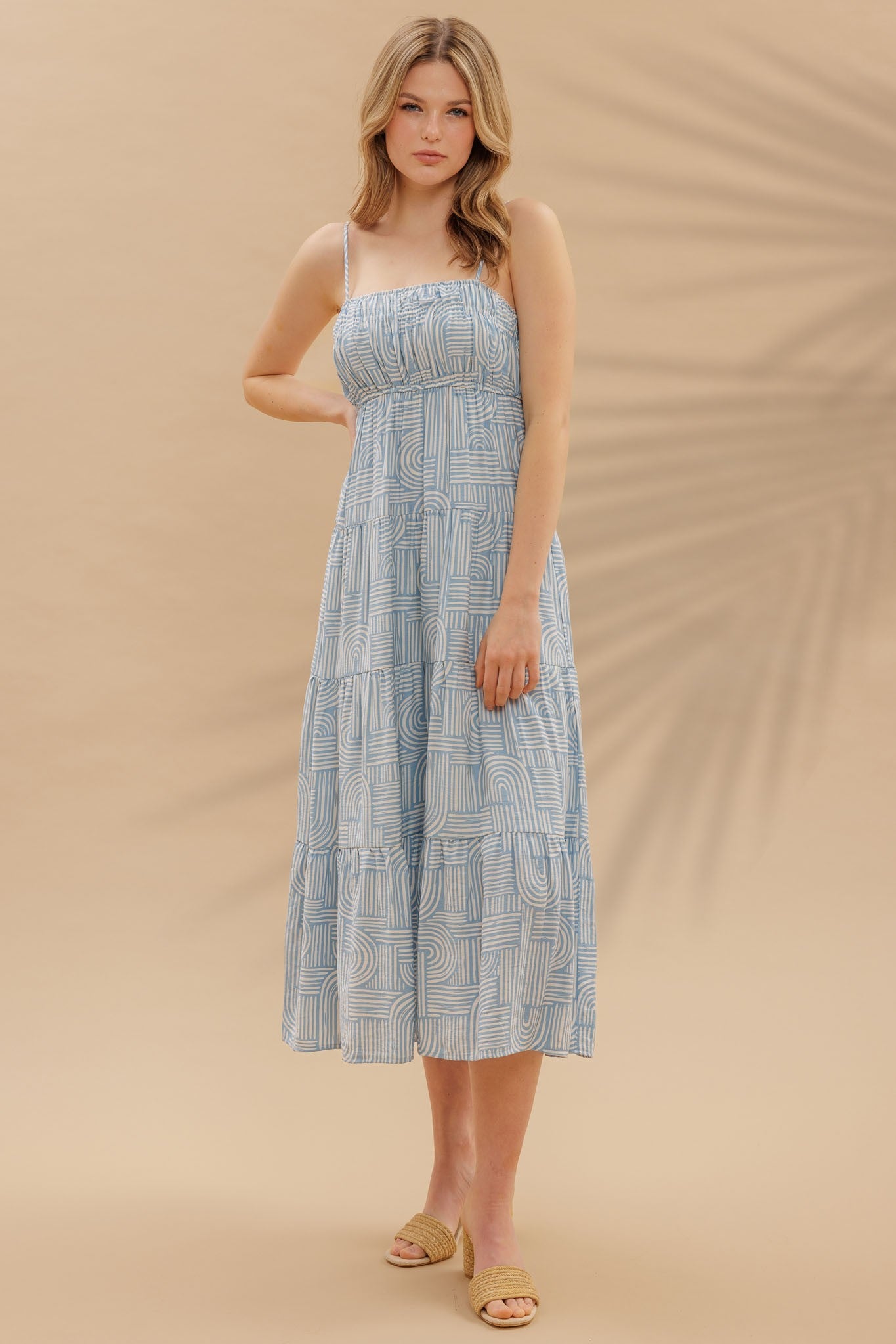 Boho Summer Abstract Midi Dress