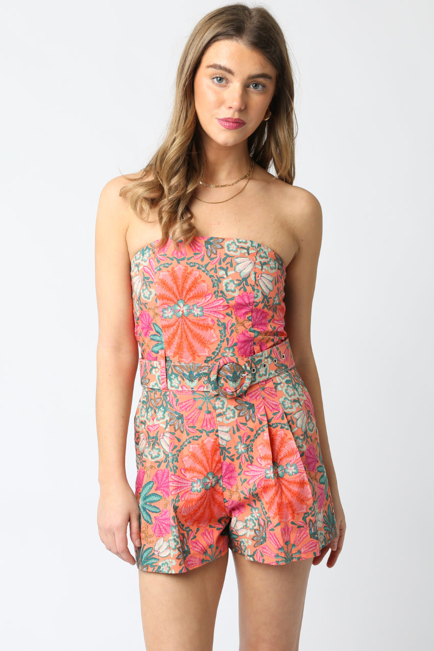 Orange Blossom Strapless Romper