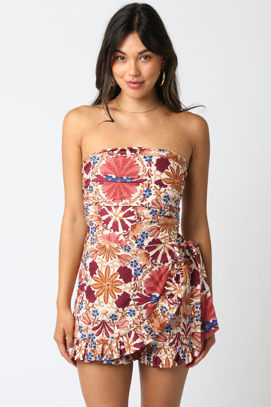 Forever Thankful Floral Strapless Romper