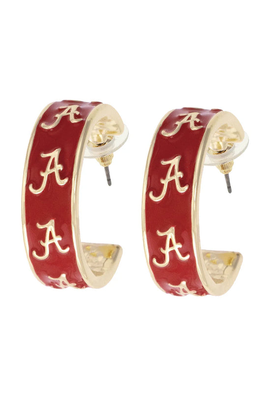 Alabama Crimson Tide Enamel Logo Hoop Earrings
