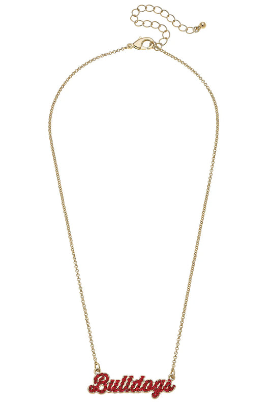Georgia Bulldogs Pave Autograph Enamel Necklace in Red