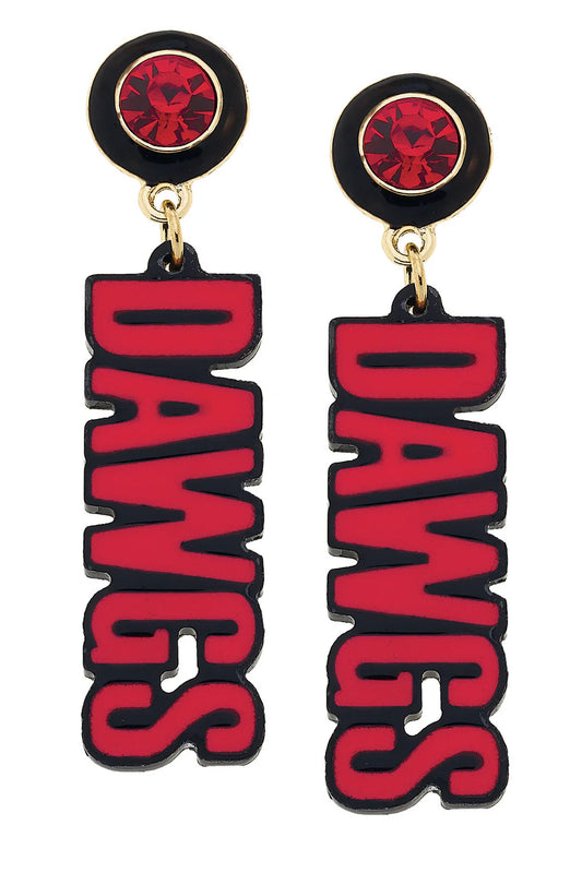 Georgia Bulldogs Resin Block Letter Earrings in Red