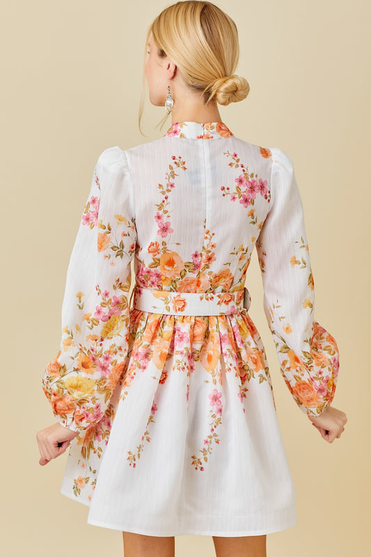Floral Mock Neck Mini Dress