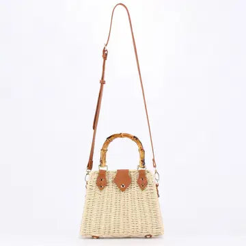 Straw Beach Bag Tote In Beige