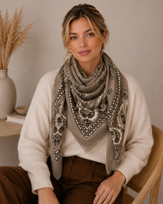 Sasha Large Wool Paisley Square