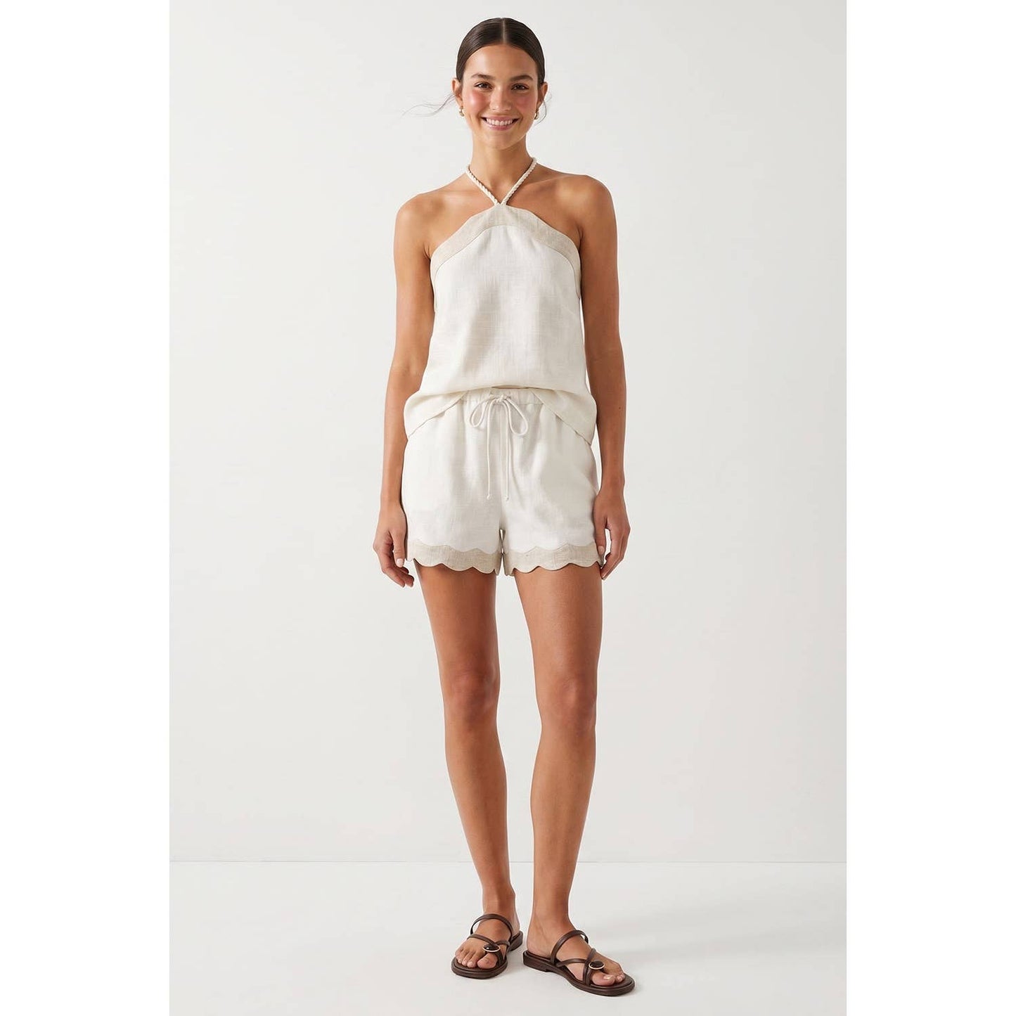 Wavy Linen Halter Top Set