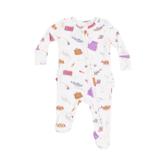 Angel Dear Fishing Things Pink 2 Way Zipper Ruffle Footie