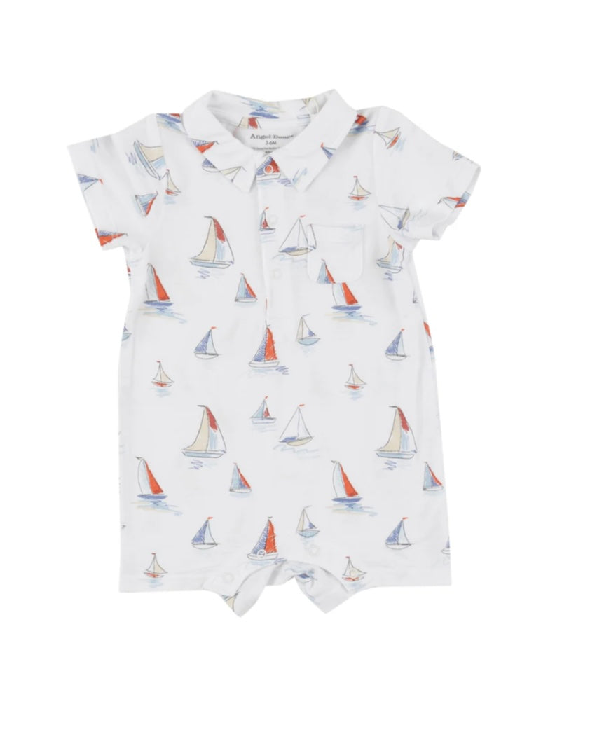 Angel Dear Sketchy Sailboats Polo Shortie