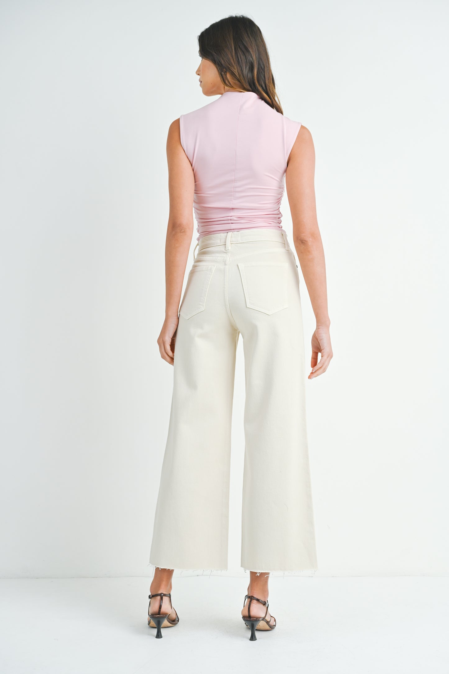 Abby Scissor Cut Wide Leg Denim In Vanilla Bean