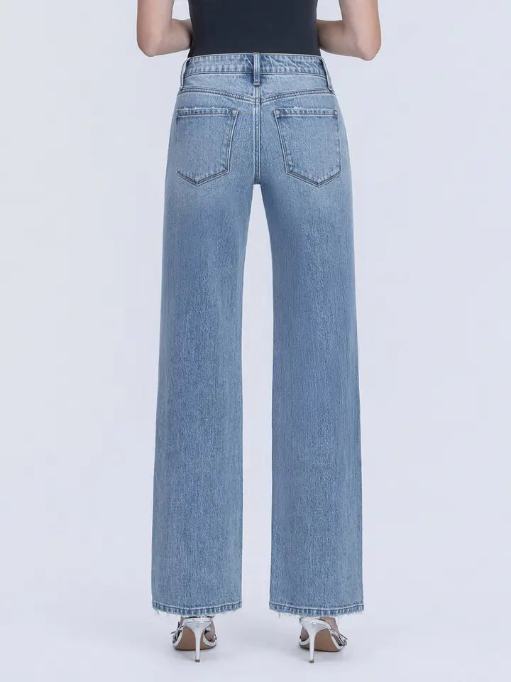 Aileeah Mid Rise Slim Wide Leg Jean