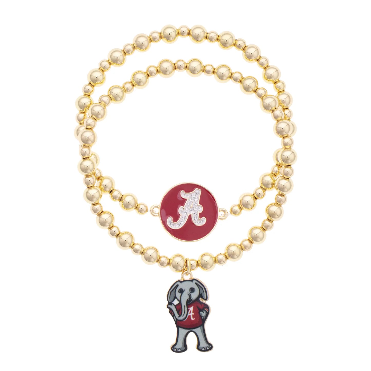 Alabama Crimson Tide Ball Bead Bracelet Set of 2