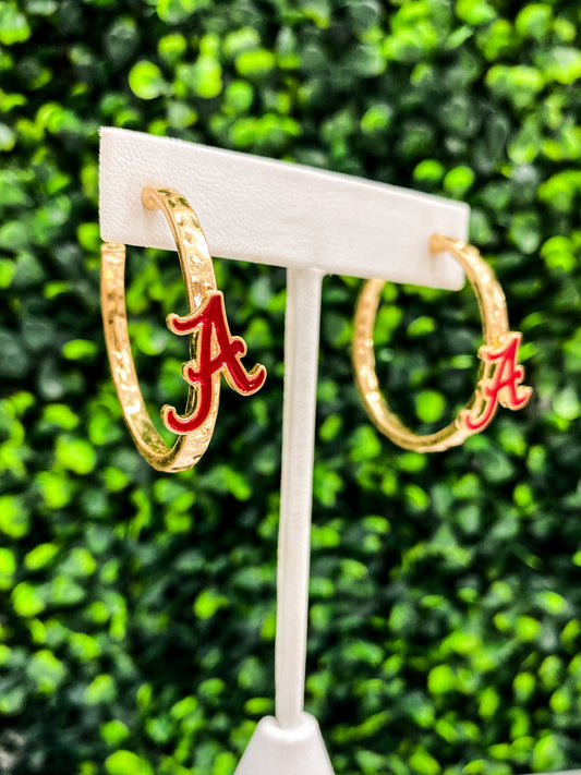 Alabama Logo Gold Hoop Earring