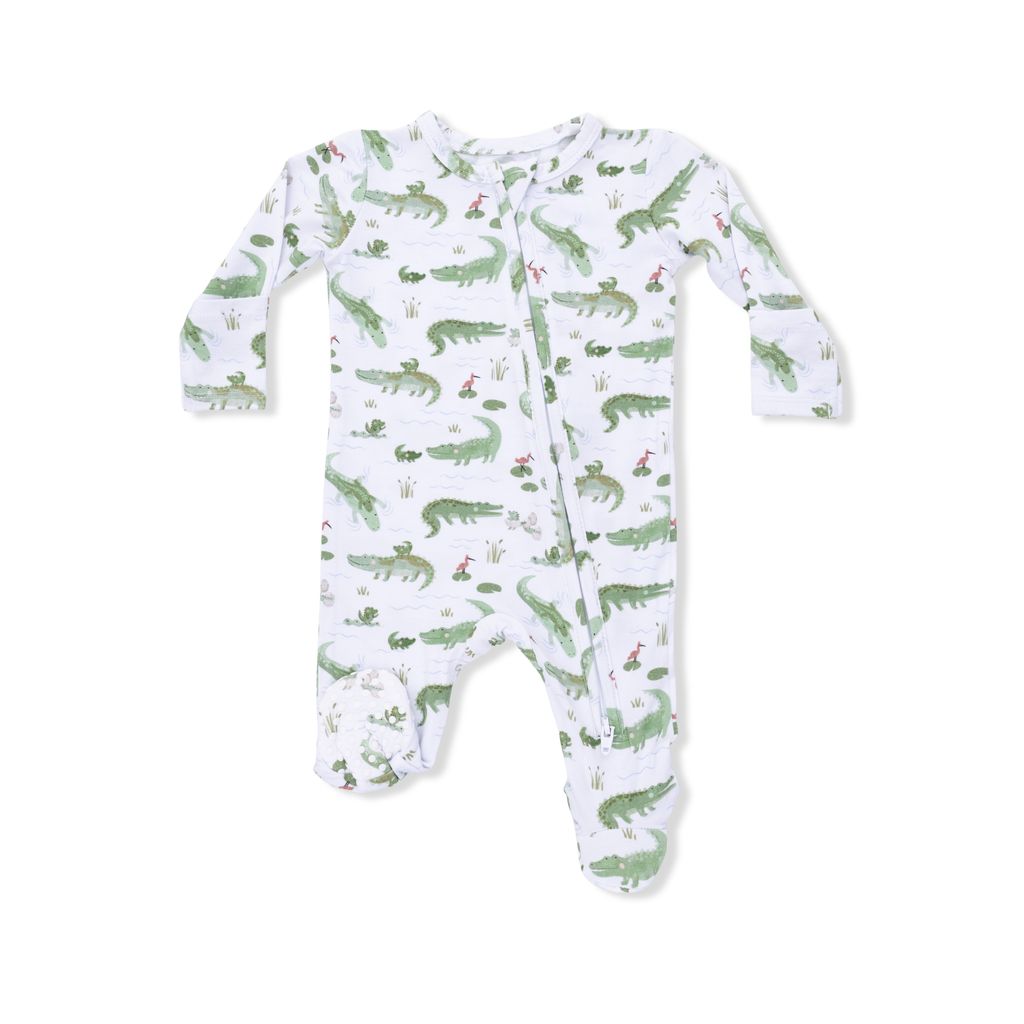 Angel Dear Crayon Alligators Zipper Footie