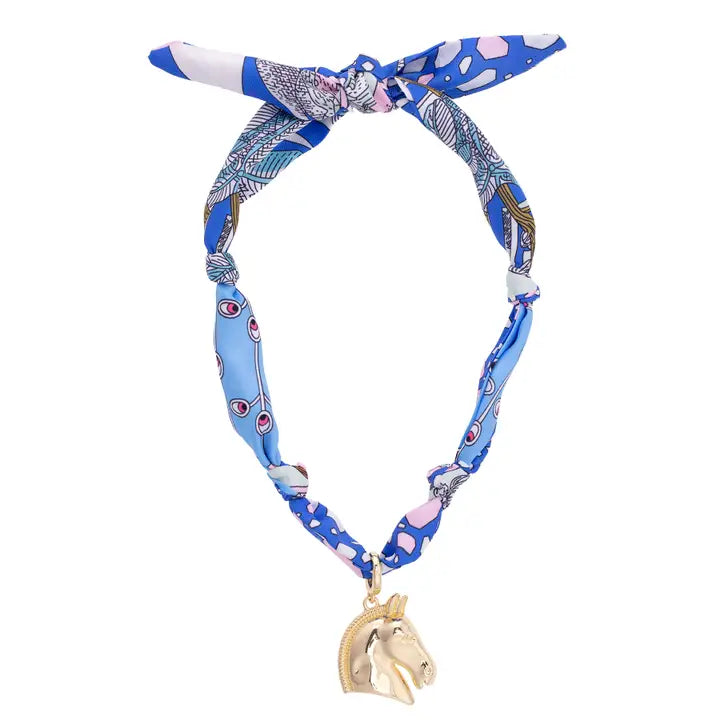 Ash Horse Head Scarf Necklace