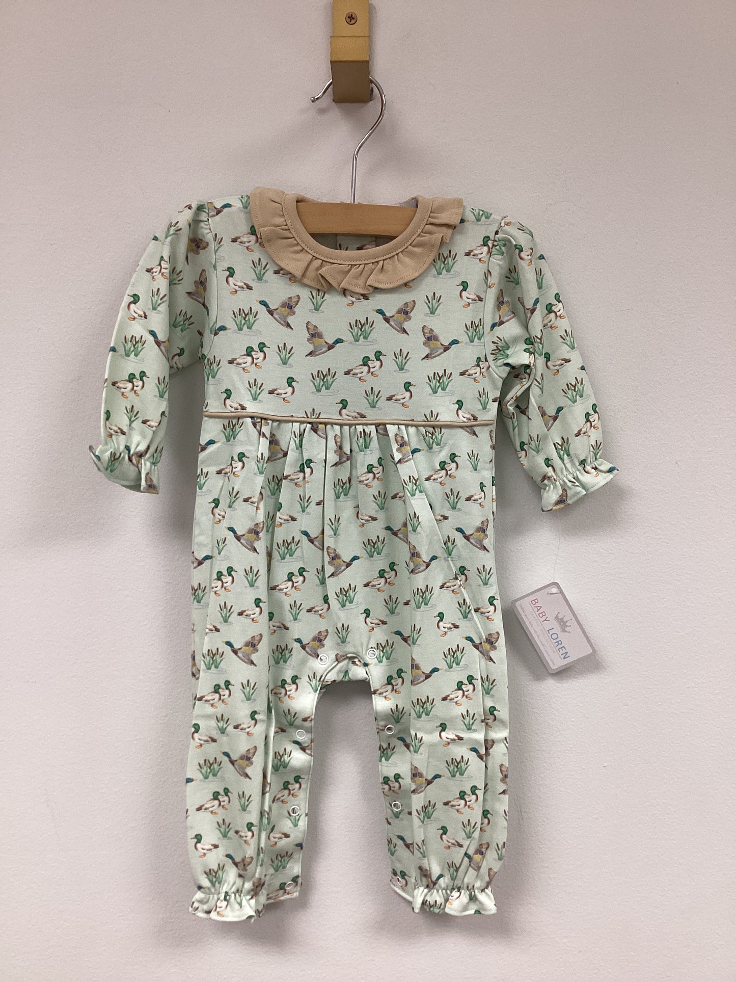 Mallard Ducks Pima Scallop Collar Romper