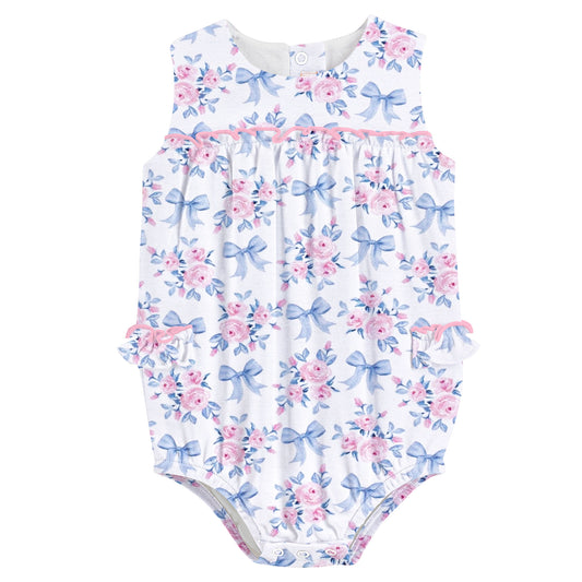 Baby Club Chic Blue Floral Bows Bubble