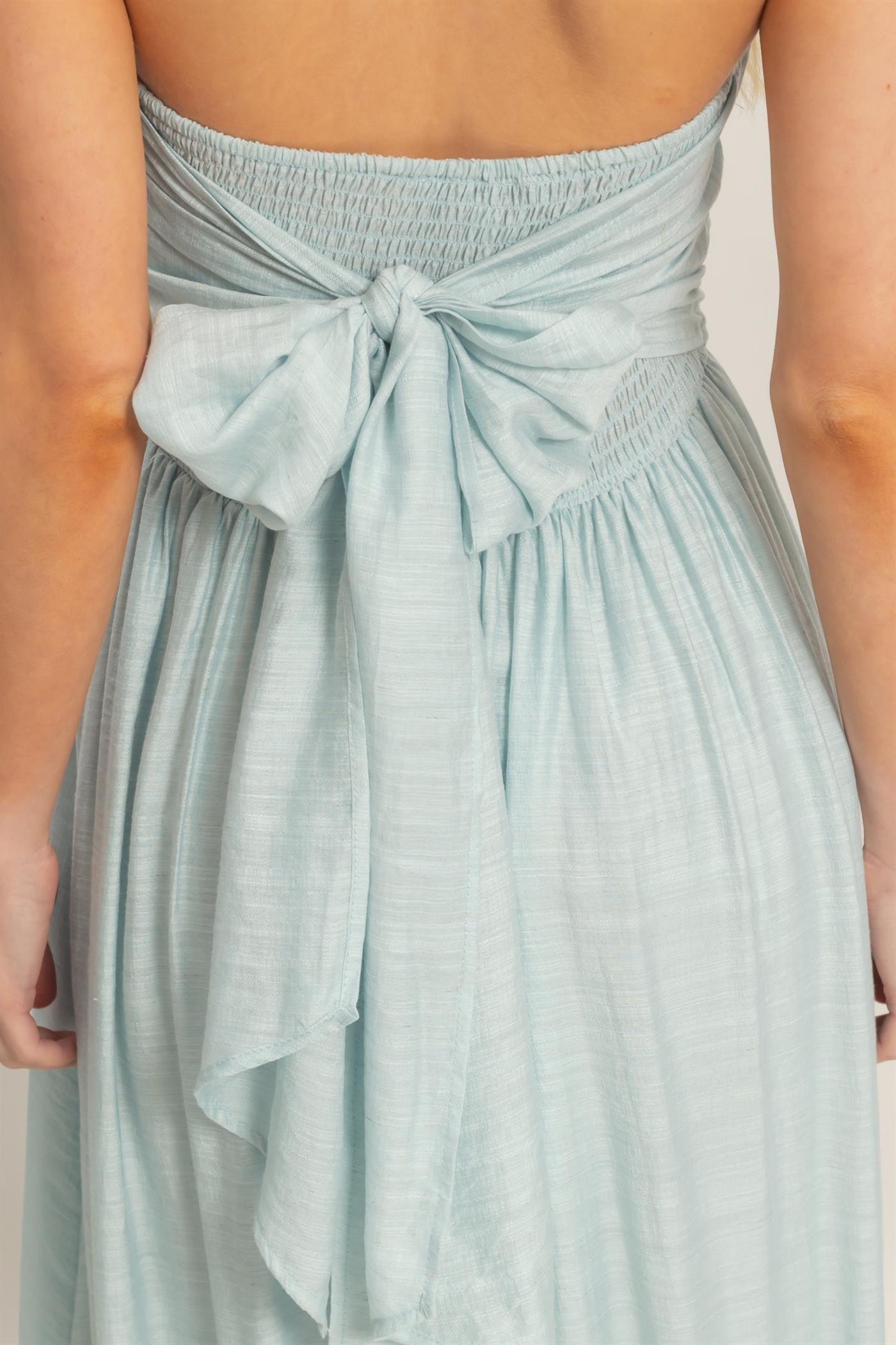 Beach Date Tie Back Maxi Dress In Light Blue