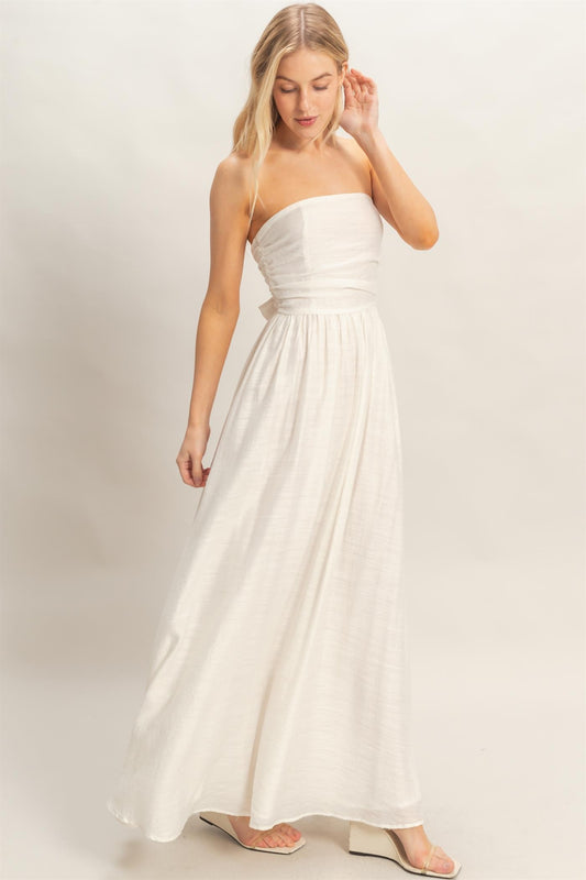 Beach Date Tie Back Maxi Dress In White