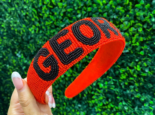 Beaded Georgia Headband in Red