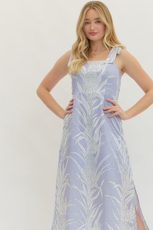 Blooming Vines Midi Dress in Blue
