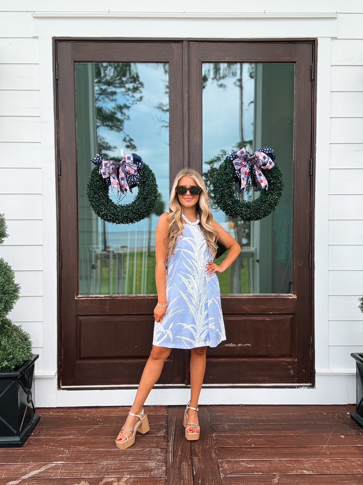 Blooming Vines Mini Dress in Blue