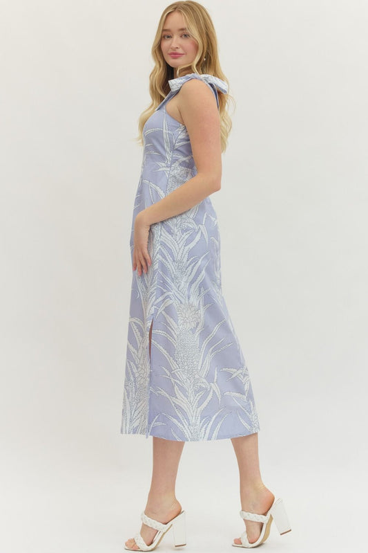 Blooming Vines Midi Dress in Blue