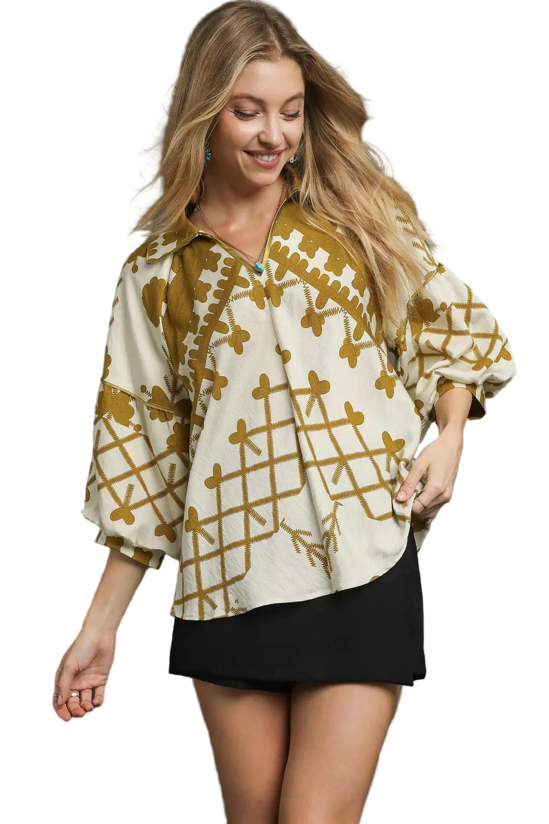 Boho Floral Print Loose Blouse