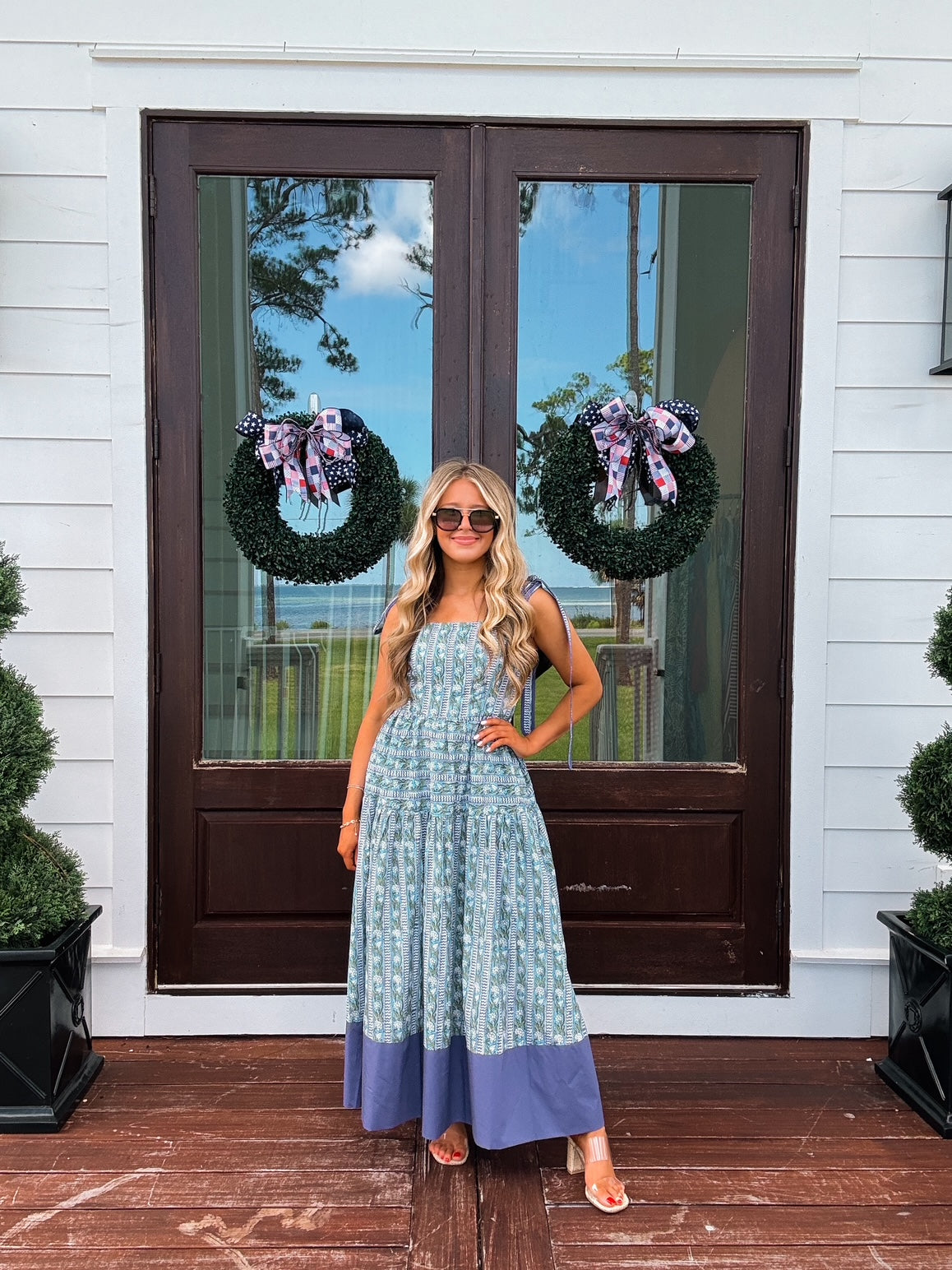 Botanical Print Tiered Maxi Dress