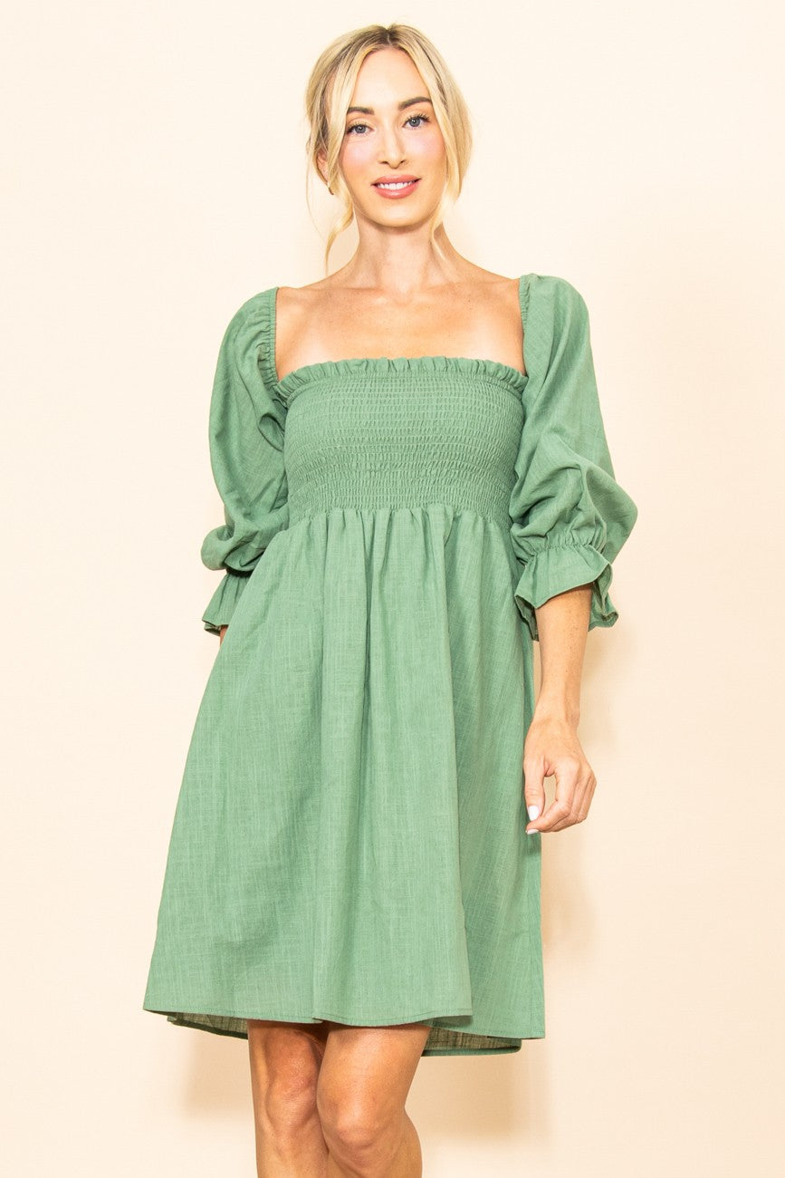 Cameron Linen Dress in Sage