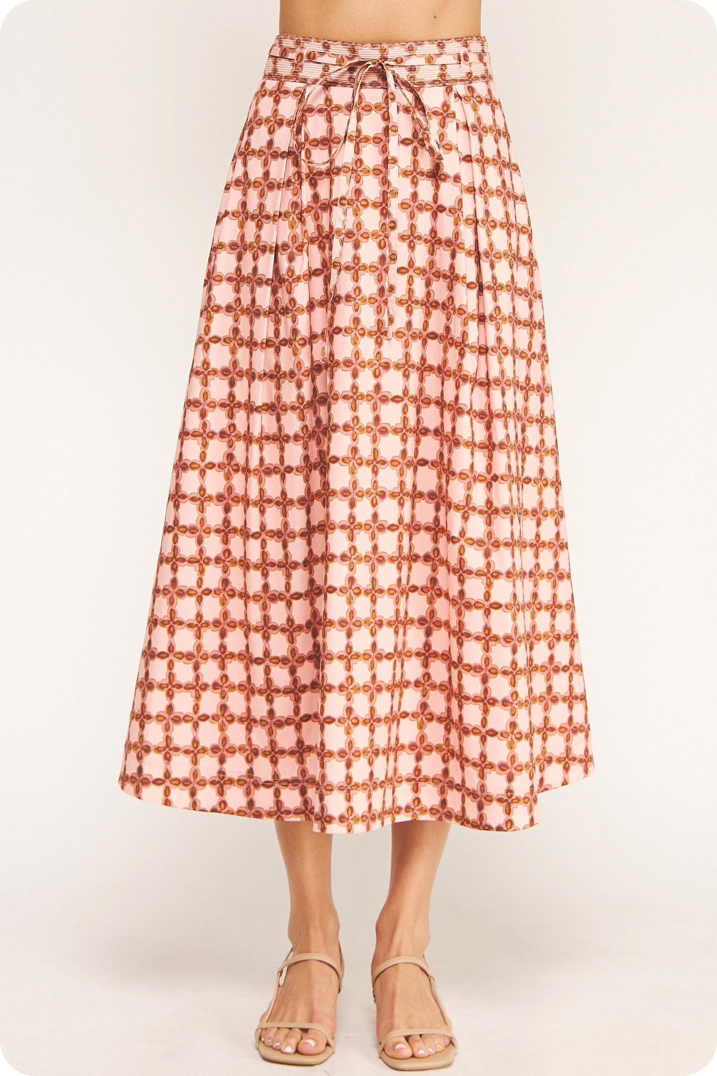 Chainlink Printed A-Line Midi Skirt