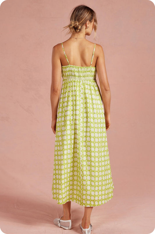 Chartreuse Chainlink Midi Dress