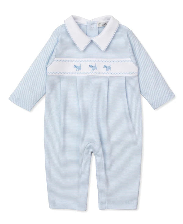 Classic Treasures Puppy Blue Stripe Playsuit