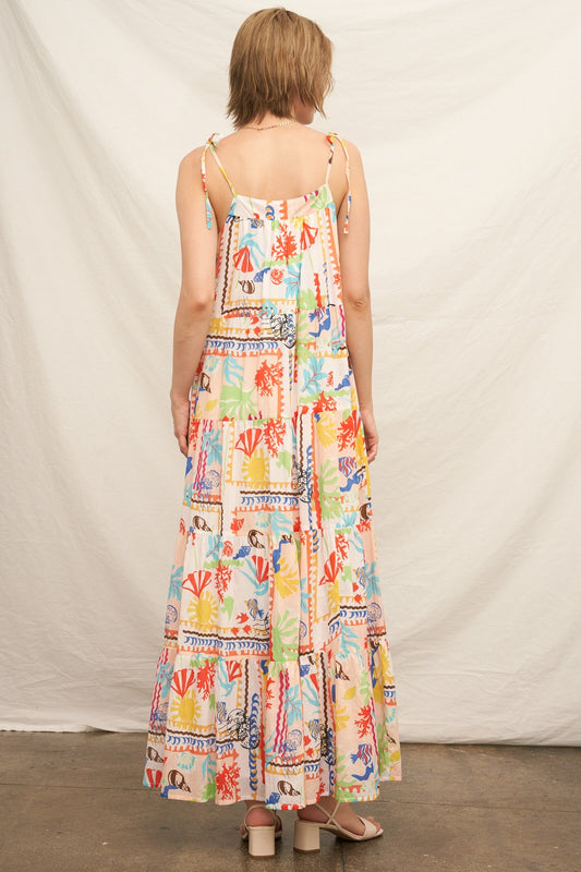 Coastline Print Maxi Dress