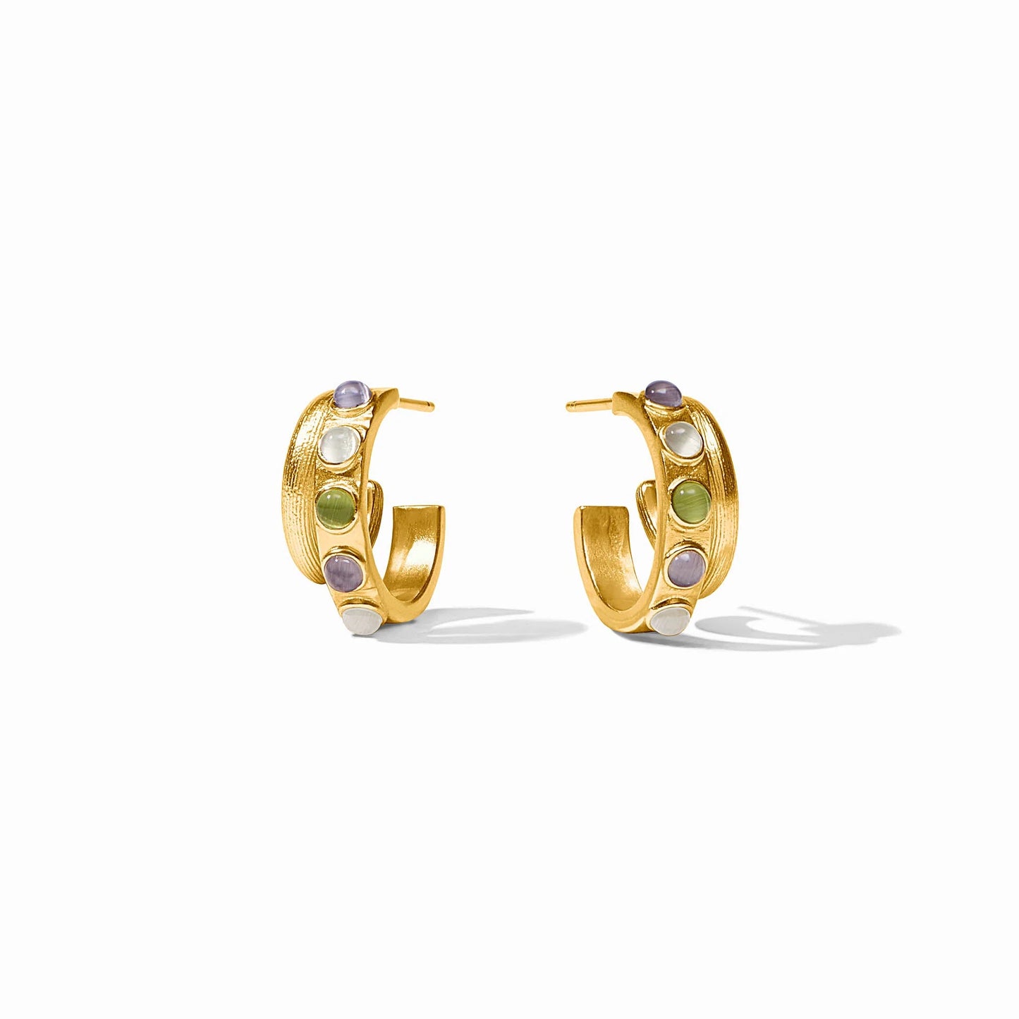 Julie Vos Cobblestone Double Hoop Multi Stone Cat Eye