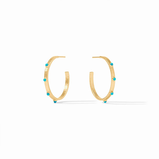 Julie Vos Crescent Stone Hoop Turquoise Blue Medium