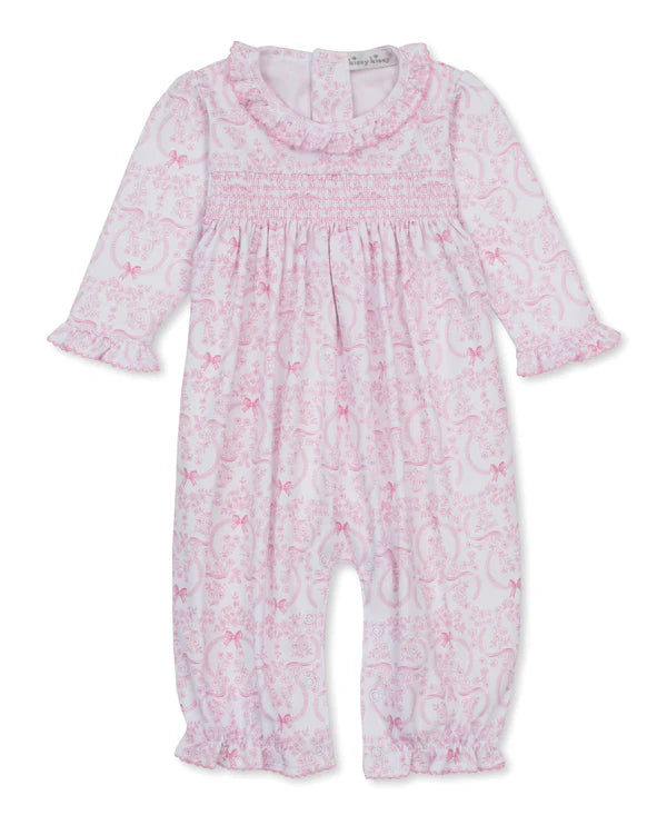 Kissy Kissy Delicate Blooming Bows Pink Smocked Playsuit