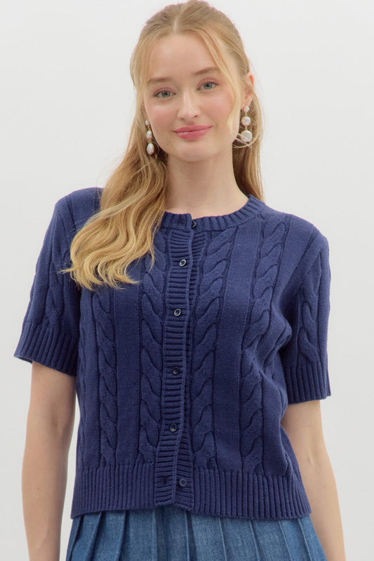 Feeling It Navy Sweater Top