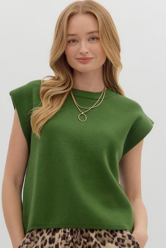 Fall Breeze Sweater Top In Fern