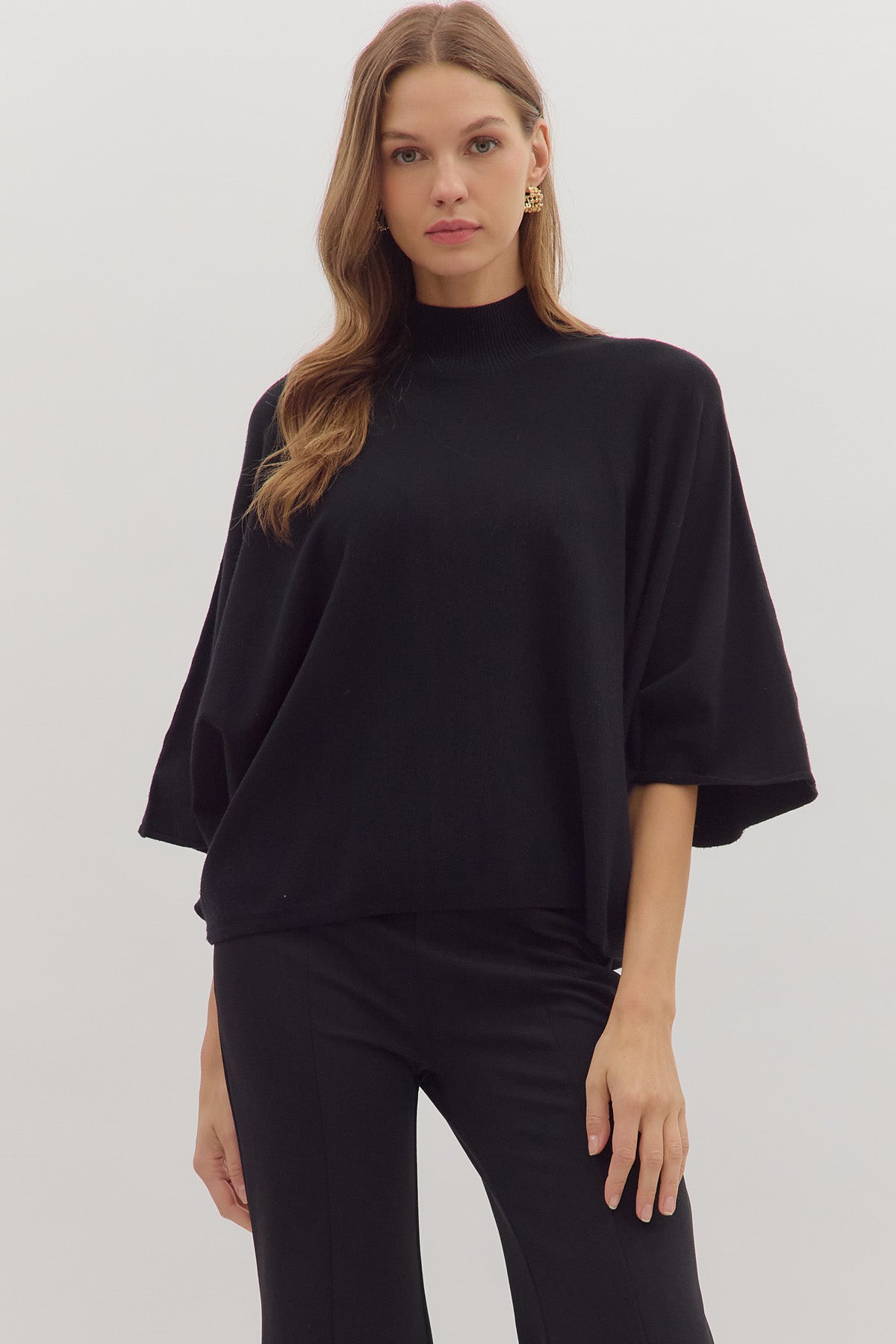 Addy Mock Neck Sweater In Black