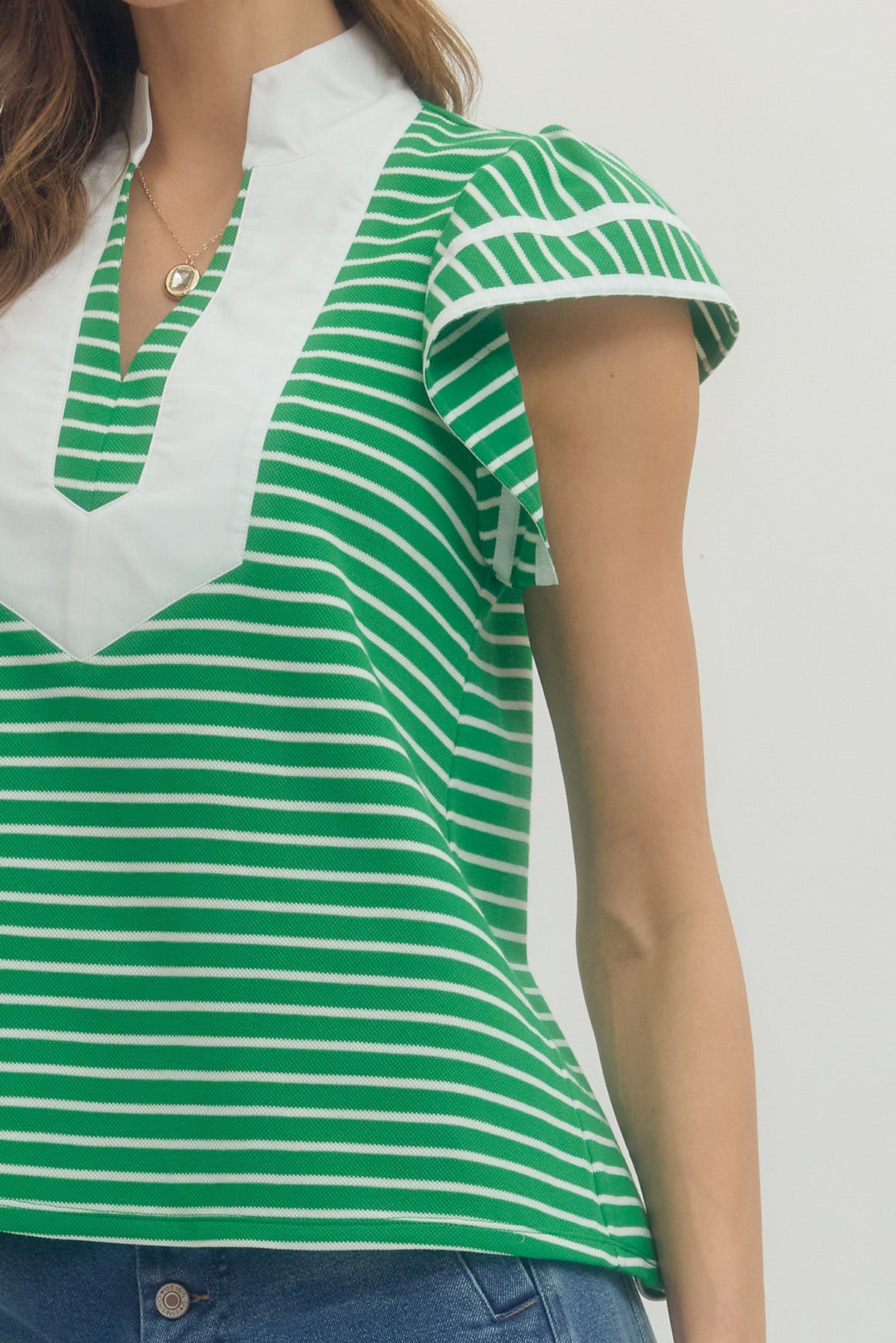 Kelly Green Stripe Top