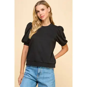 Easy Going Sweater Top In Black