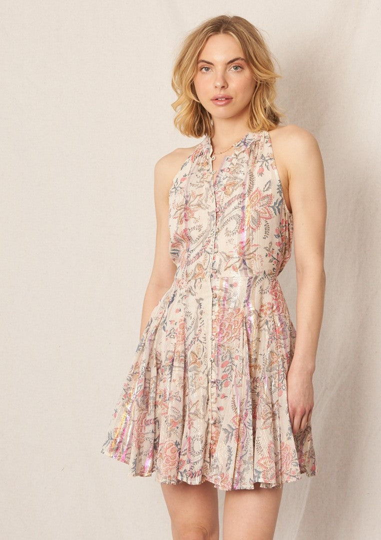 Floral Lurex Mini Dress