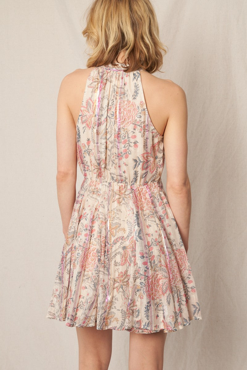 Floral Lurex Mini Dress