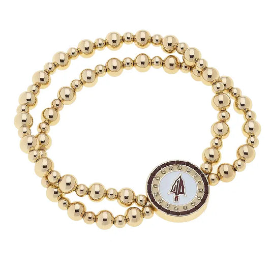 Florida State Seminoles Pave Disc 2-Row Ball Bead Bracelet